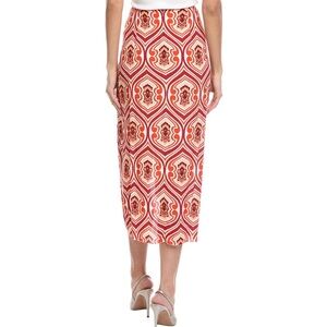 Etro Red and White Patterned Midi Skirt